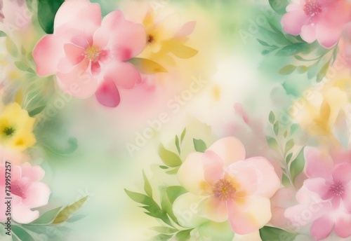 Ethereal Watercolor Splash with Floral Accents © Katyam1983