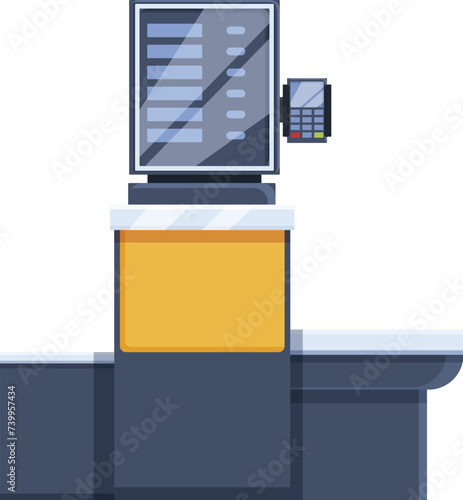 Touch monitor self service icon cartoon vector. Sticker count. Food retail