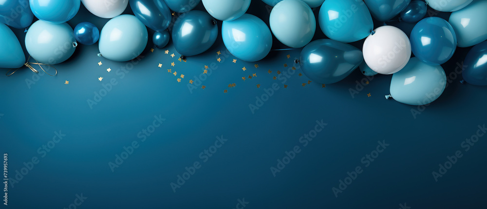blue party background with less balloons and empty copy space blue party background with less balloons and empty copy space