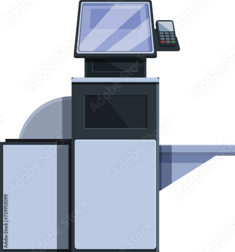 Digital self service icon cartoon vector. Checkout supermarket. Cashier monitor