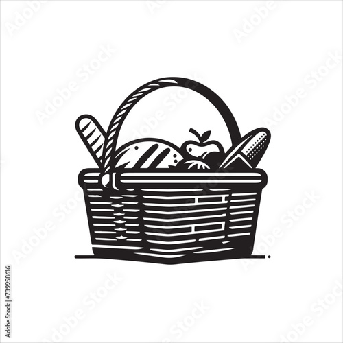 Picnic basket icon vector isolated on white background