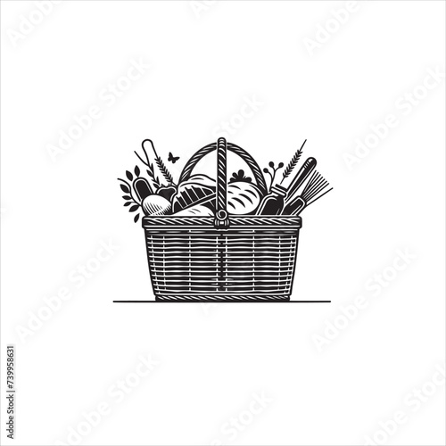 Picnic basket icon vector isolated on white background