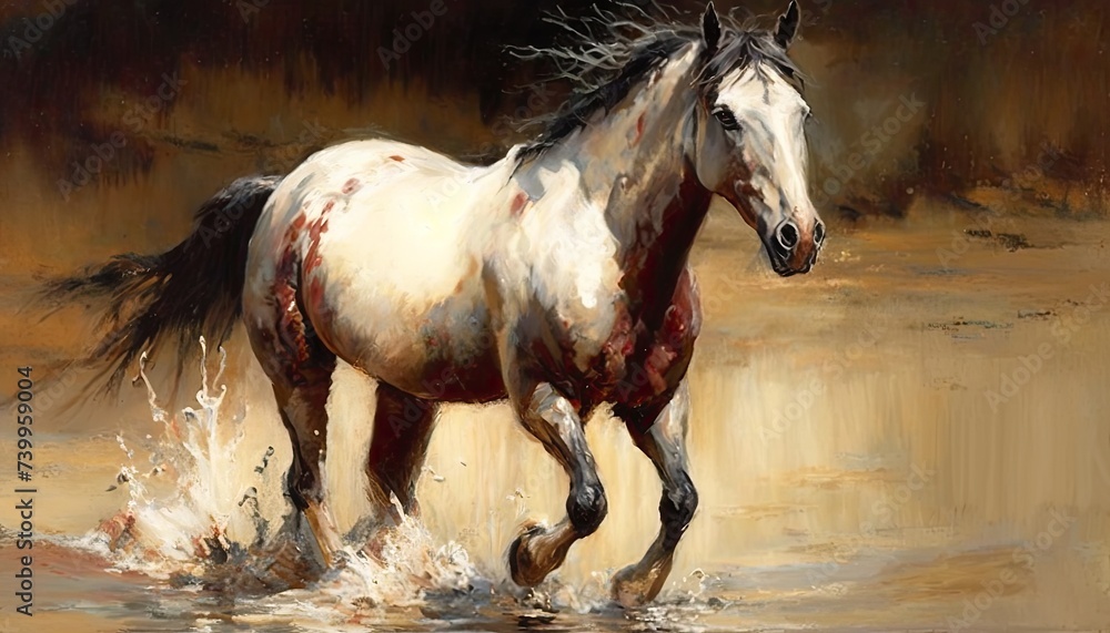 Horse classical portrait. Simulation in painting style. Horse classical portrait. Simulation in painting style.
