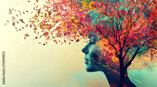 Female mental health, psychology, psychotherapy, peace of mind c