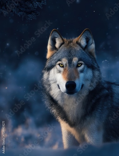 Portrait of wolf on nature background. Polar wolf.