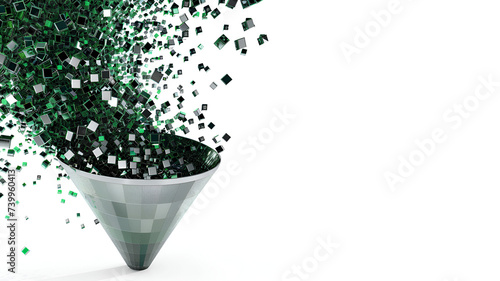 Data Blocks Pouring Into a Funnel Concept Art photo