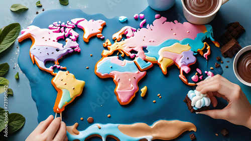 Fototapeta Naklejka Na Ścianę i Meble -  World map shaped sweetie