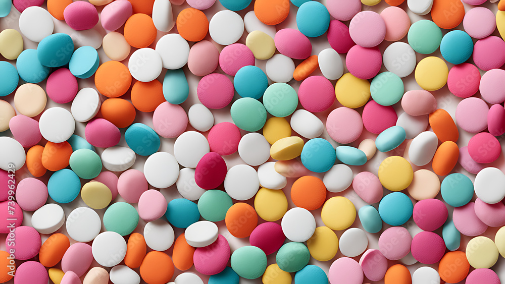 Fototapeta premium bright colored pills, vitamins, tablets background