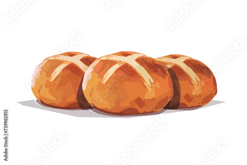 Freshly Baked Hot Cross Buns isolated vector style