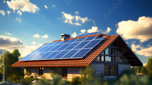 Solar panels and blue sky, photovoltaic background