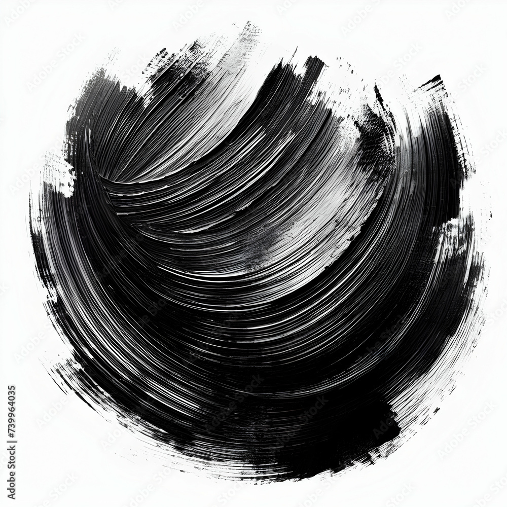 Black paint brush stroke isolated on white background