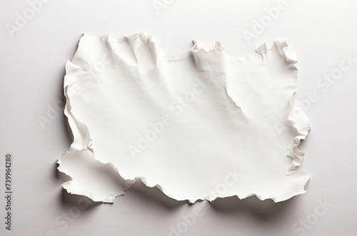 white peice of paper grunged on white background with copy space photo