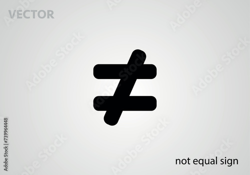 Mathematical symbol icon not equal sign, vector illustration