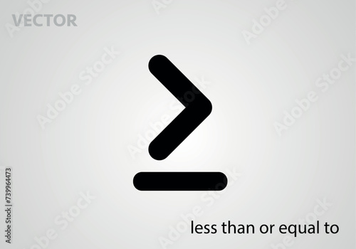 Mathematical symbol icon less than or equal to, vector illustration