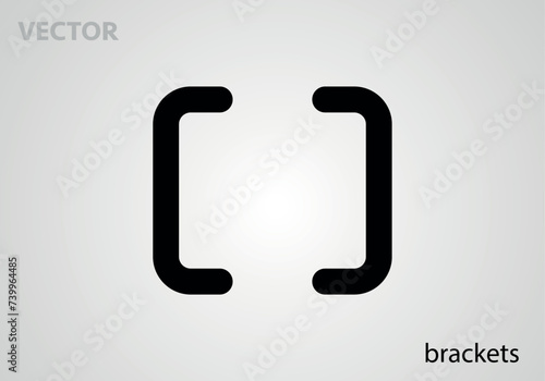 Mathematical symbol icon brackets, vector illustration