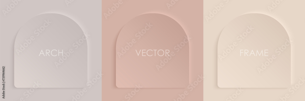 Set of vector arched frames in soft beige tones. Arch frame for text ...