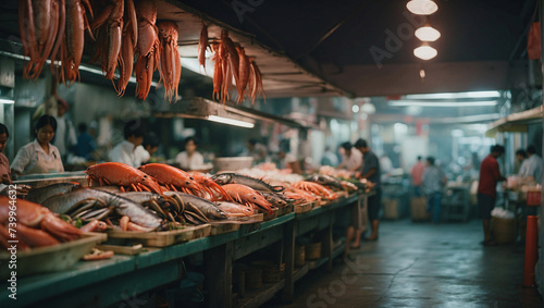 Discover charm traditional Asian fish bazaar, vendors proudly present freshest seafood offerings shoppers. From bustling stalls to aroma grilled fish, market offers sensory experience like no other photo