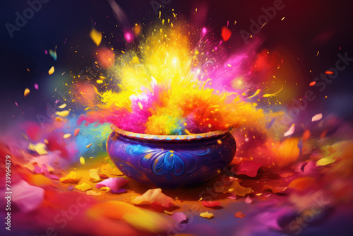 Colorful powder explosion on white background. Colored cloud. Colorful dust explode. Paint Holi