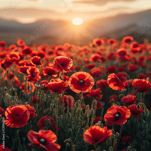 Banner with a red poppy field