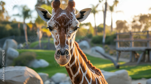 The reticulated giraffe in the San diego zoo