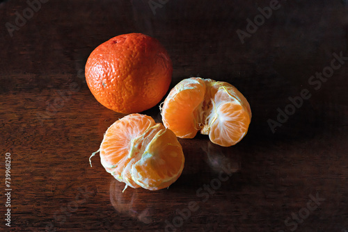 fresh orange on a wooden background
