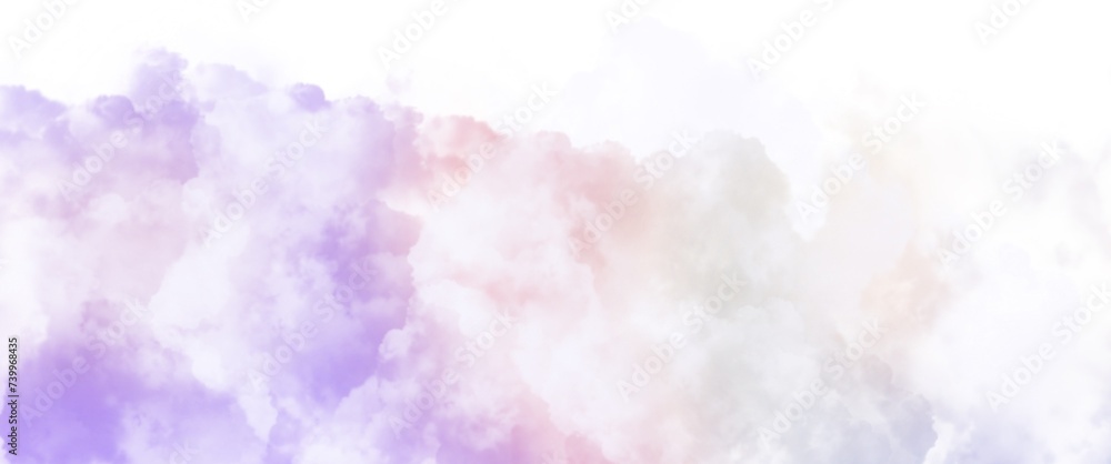 Fototapeta premium pastel pink yellow cloudscape on white background clip art