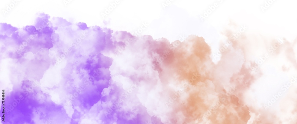 pastel pink yellow cloudscape on white background clip art