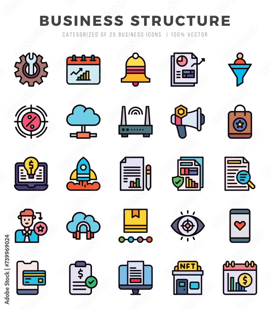 Obraz premium Business Structure icon pack for your website. mobile. presentation. and logo design.