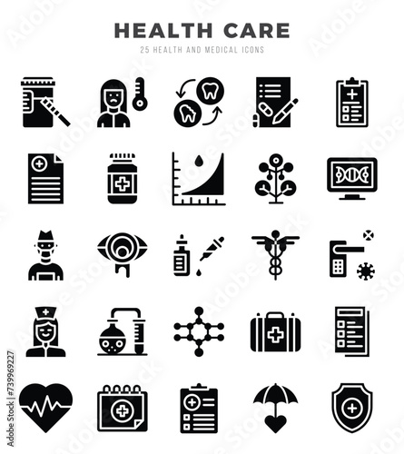 HEALTH CARE icons Pack. Glyph icons set. HEALTH CARE collection set. Simple vector icons.