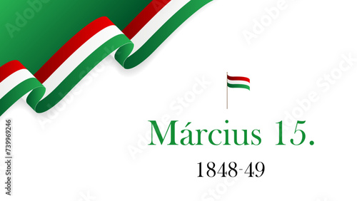 Vector illustration Hungary National Day March 15 (inscription in Hungarian)