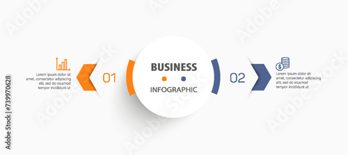 Vector infographic template with icons and 2 options or steps	
