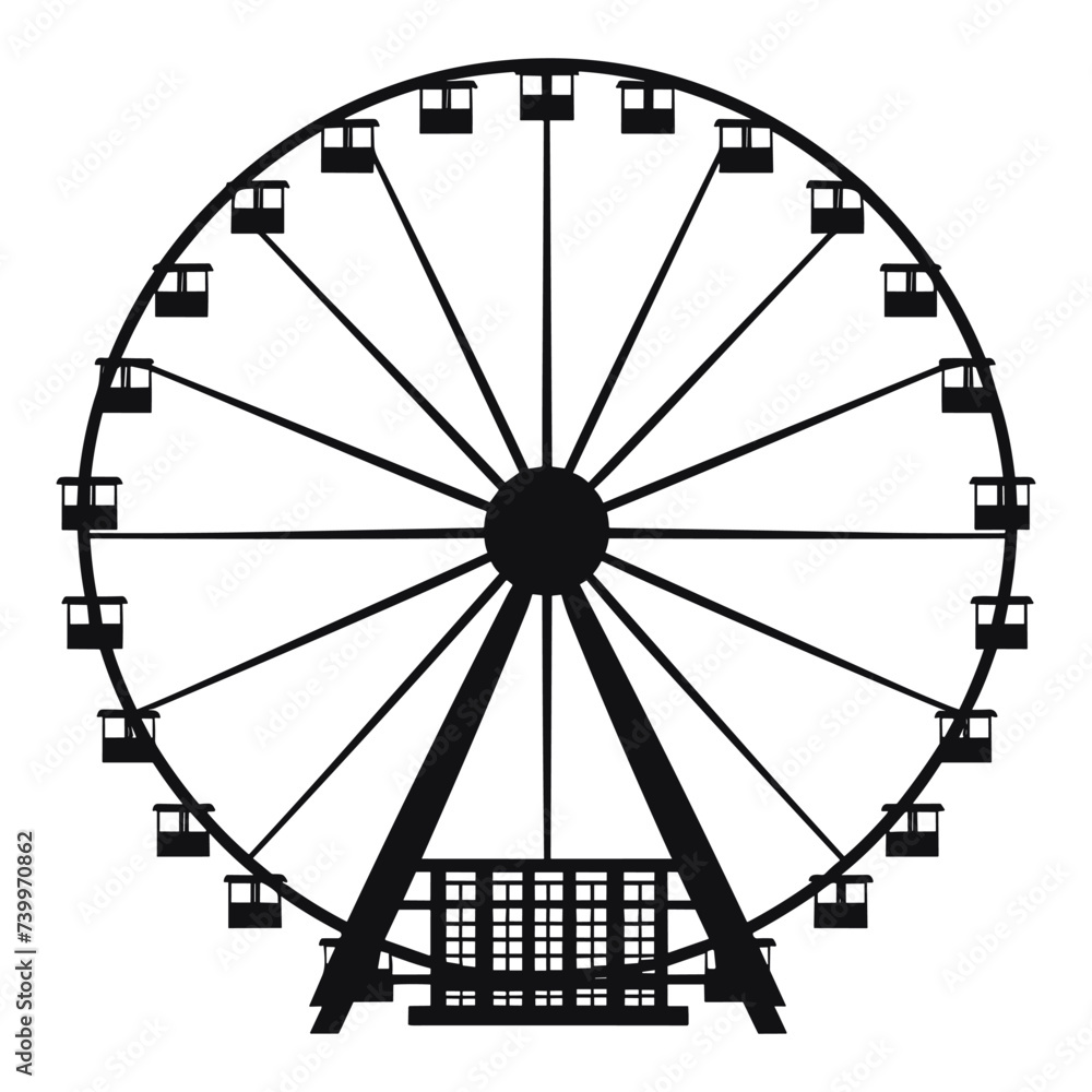 Fototapeta premium Ferris wheel Vector Silhouette Illustration.