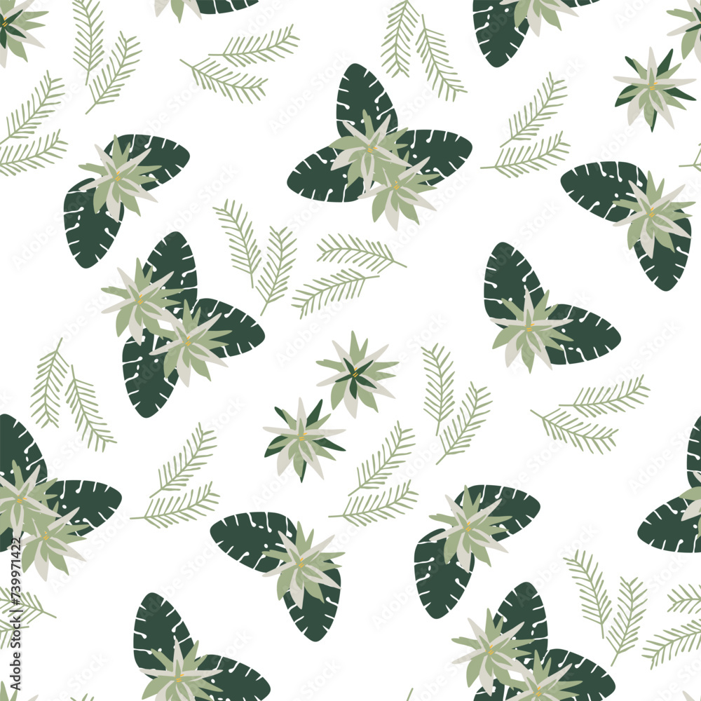 Nature Plant leaf Vector seamless. leaf pattern Seamless pattern hand-drawn with tropical leaves. floral seamless pattern Background for printing on environmental topics. Nature Plant leaf Vector seamless. leaf pattern Seamless pattern hand-drawn with tropical leaves. floral seamless pattern Background for printing on environmental topics.