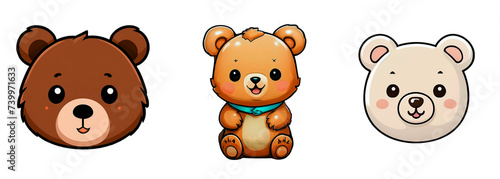 Wallpaper Mural Set of funny bears on a transparent background. Cartoon characters. Sticker illustrations. Torontodigital.ca