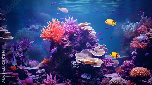 Underwater Kingdoms Unveiled. A group of fish swimming in a coral reef