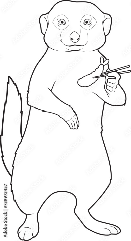 Obraz premium Meerkat Fish Tempura Animal Vector Graphic Art Illustration