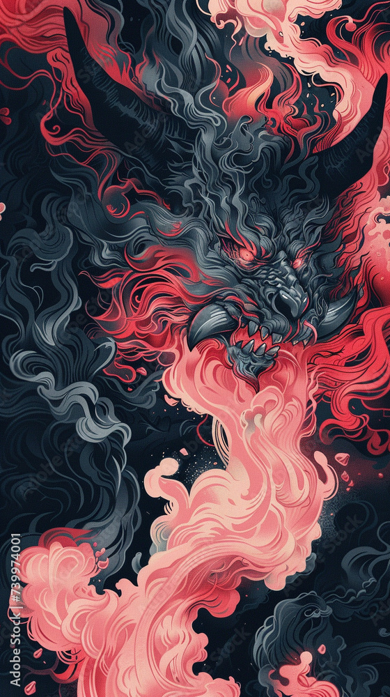 A demon in pastel infused lava a striking digital contrast of calm and chaos A demon in pastel infused lava a striking digital contrast of calm and chaos
