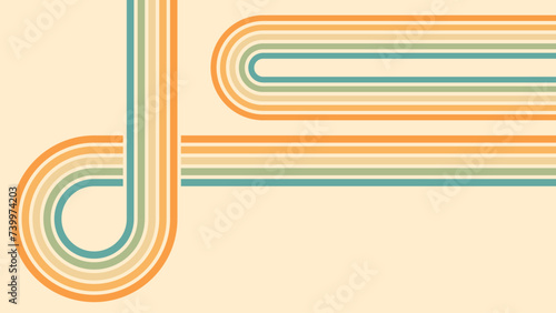 Abstract background of rainbow groovy Wavy Line design in 1970s Hippie Retro style. Vector pattern ready to use for cloth, textile, wrap and other.