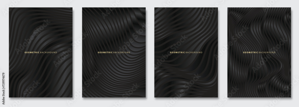 Vector abstract background, dark subtle creative wave patterns, geometric gradient texture. Deluxe Minimal pattern design. Modern Cover templates set.	
