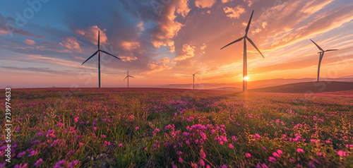 Serene Wind Farm at Sunset