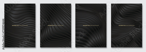 Vector abstract background, dark subtle creative wave patterns, geometric gradient texture. Deluxe Minimal pattern design. Modern Cover templates set.	
