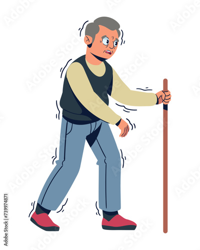 parkinson old man with cane