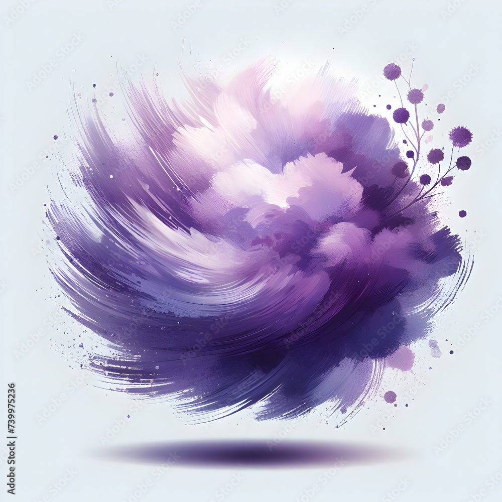 Violet paint brush stroke isolated on white background 