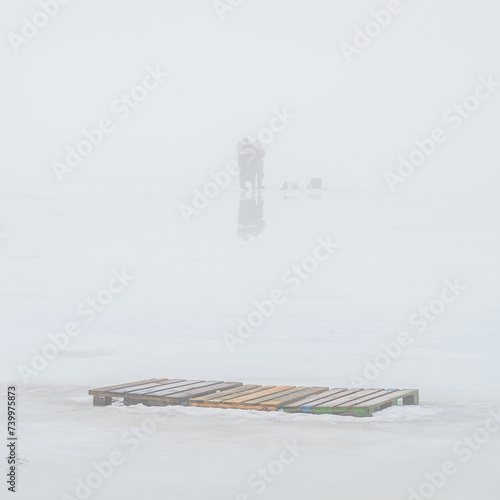 Cold and fog in a winter park