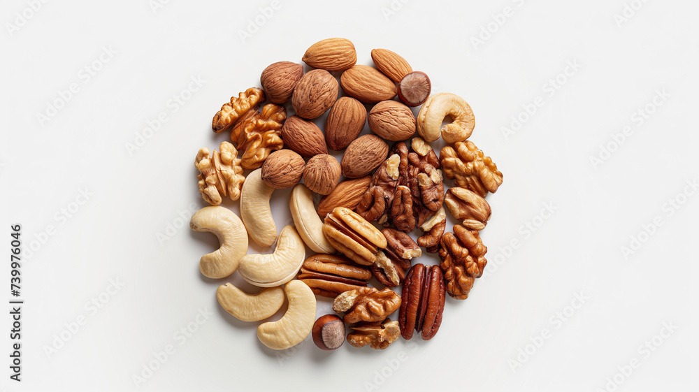 Fototapeta premium Assorted Nuts on a White Background
