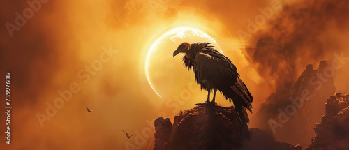 A vultures shadow crosses an eclipse a bad omen for the rift torn land below