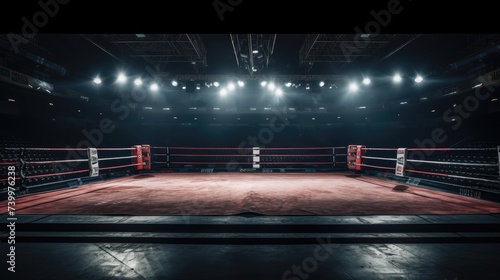 boxing ring with illumination by spotlights © YauheniyaA
