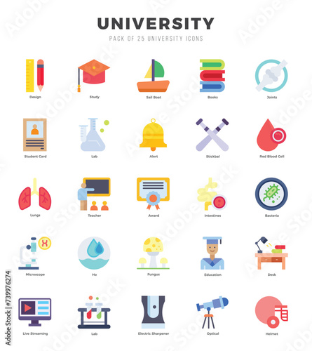 Set of University icons. Vector Illustration.
