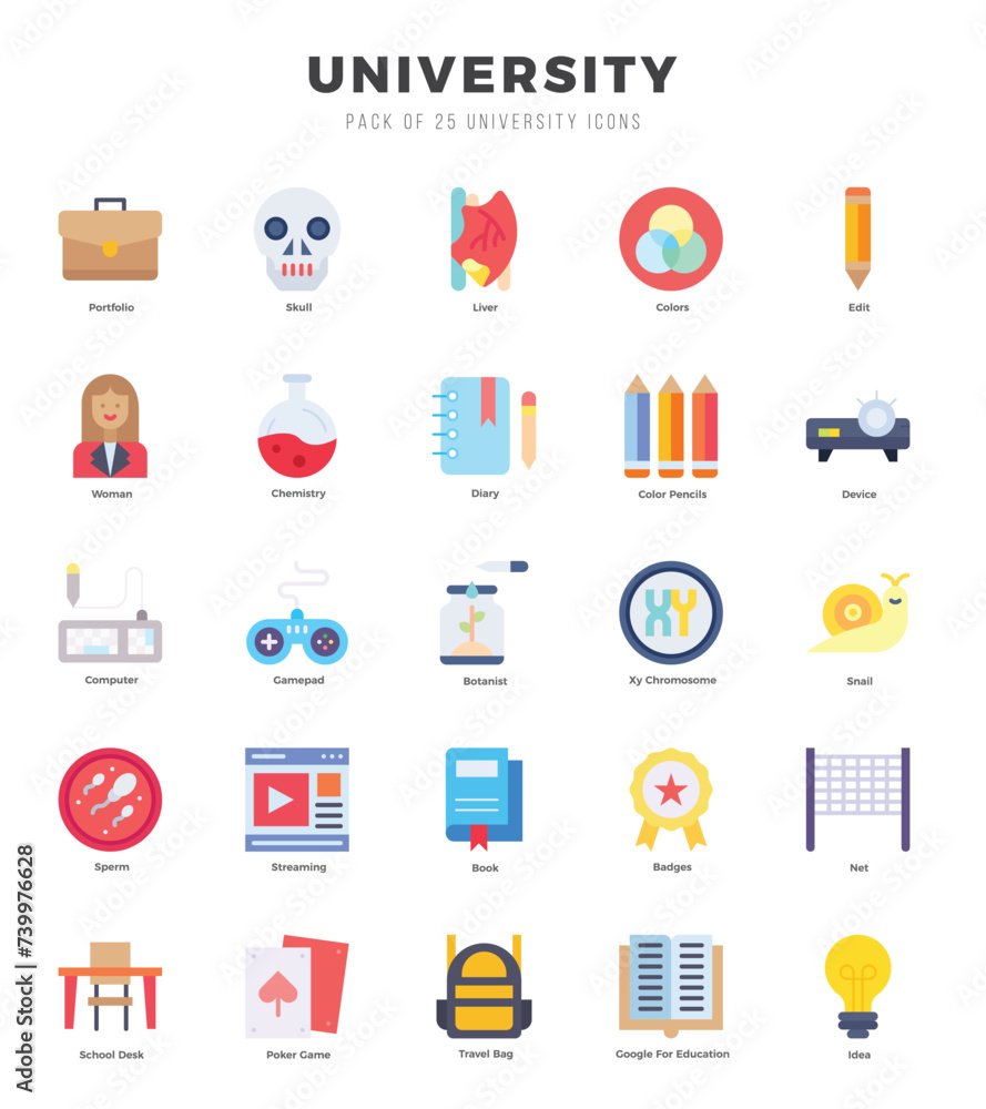 University icons set for website and mobile site and apps. University icons set for website and mobile site and apps.
