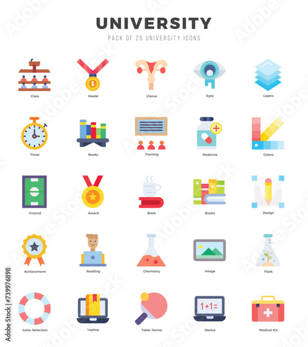 University icons set. Collection of simple Flat web icons.